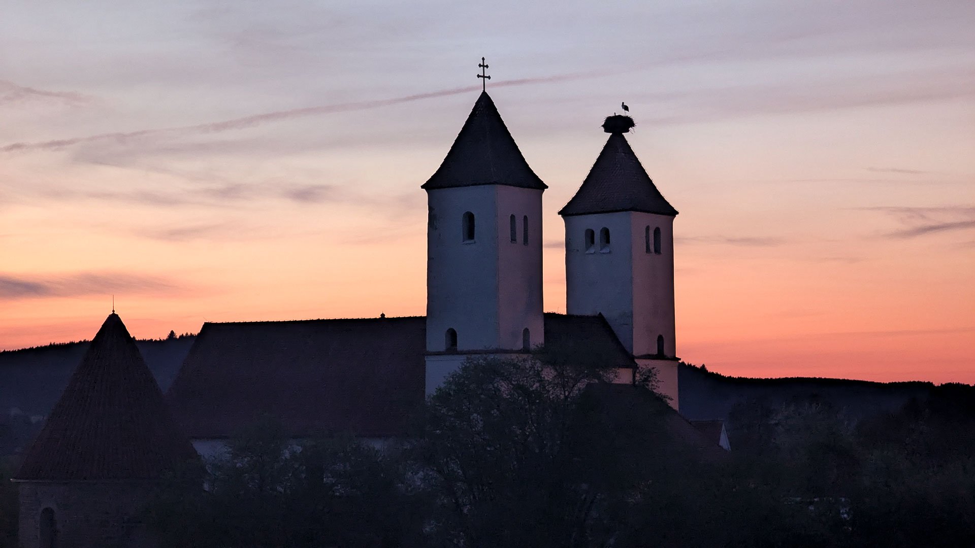 Kirche Perschen bei Sonnenuntergang